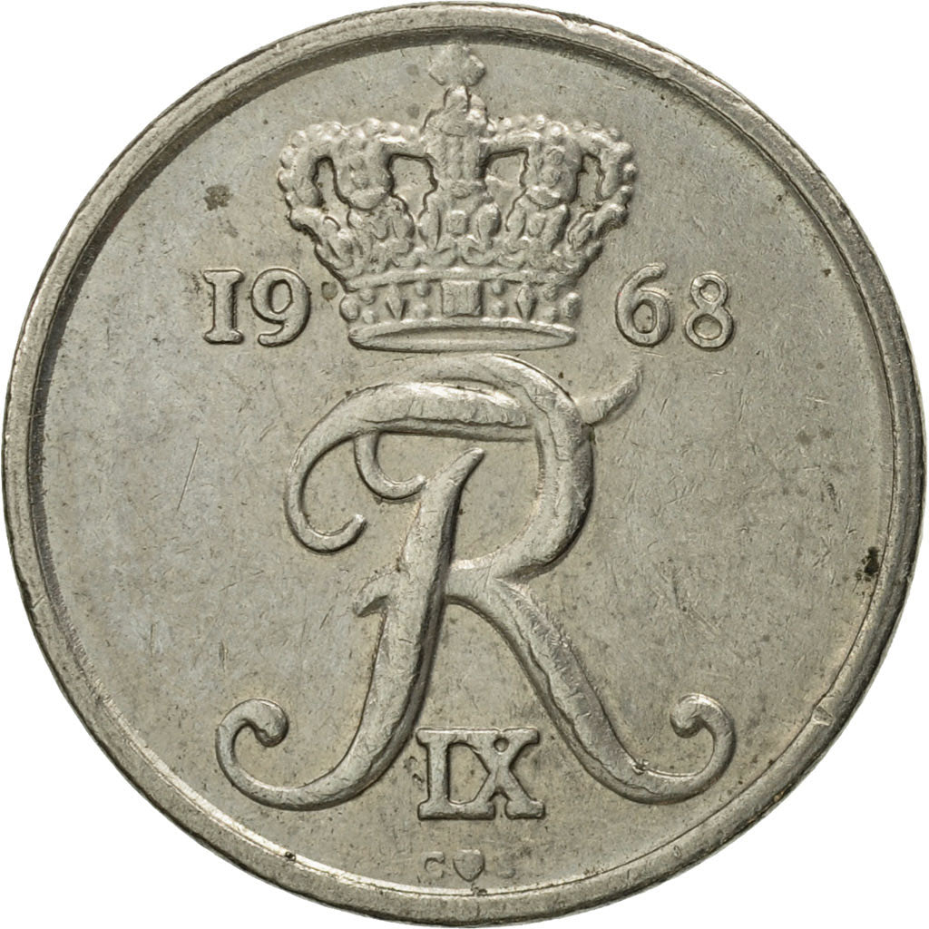 Moneta, Danimarca, Frederik IX, 10 Öre, 1968, Copenhagen, BB, Rame-nichel