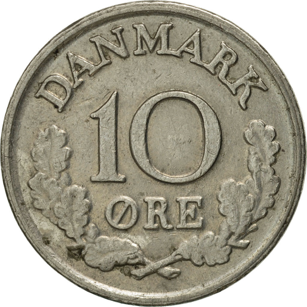 Moneta, Danimarca, Frederik IX, 10 Öre, 1968, Copenhagen, BB, Rame-nichel