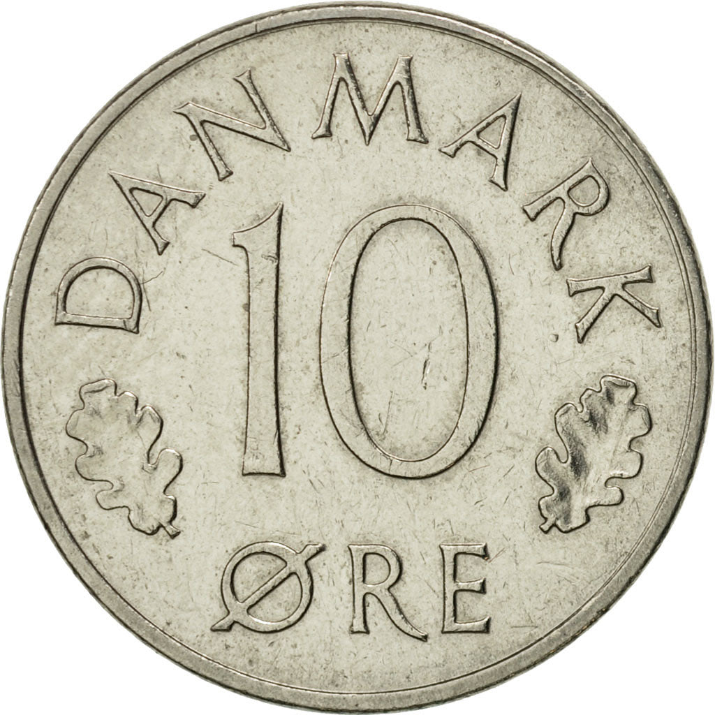 Coin, Denmark, Margrethe II, 10 Öre, 1974, Copenhagen, EF(40-45)