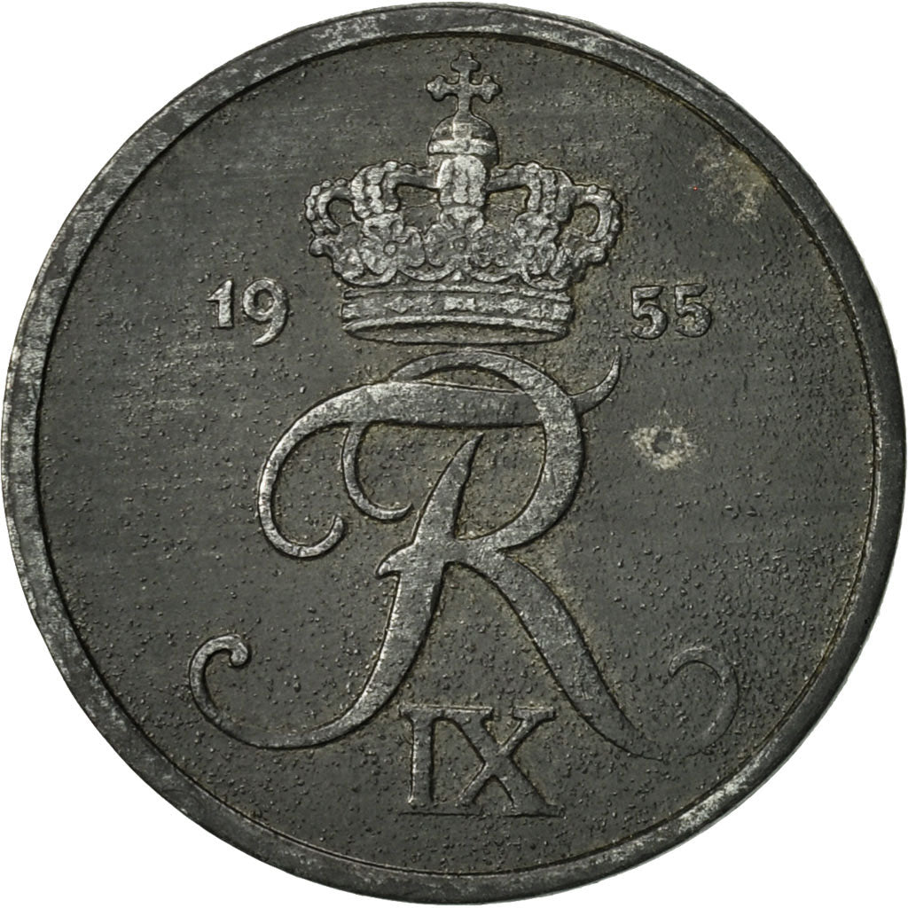 Monnaie, Danemark, Frederik IX, 2 Öre, 1955, Copenhagen, TTB, Zinc, KM:840.1