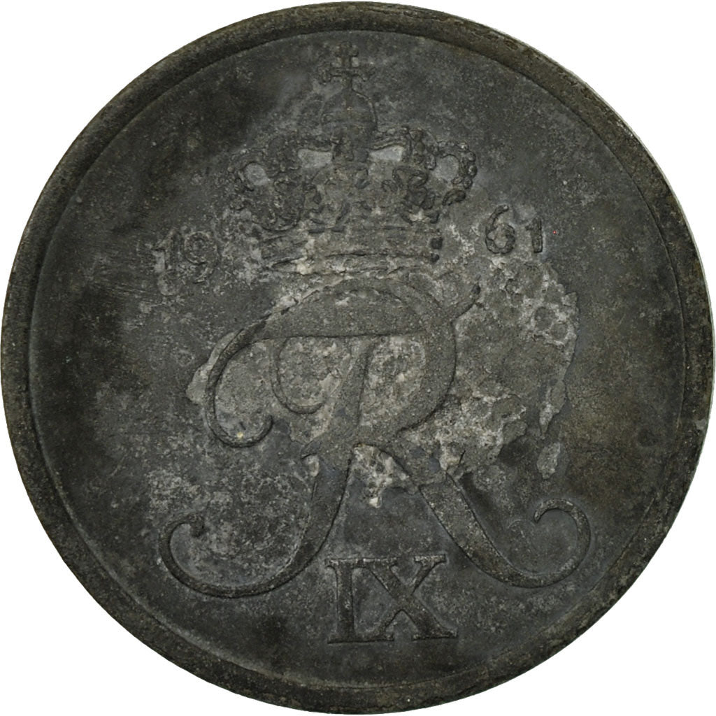 Coin, Denmark, Frederik IX, 2 Öre, 1961, Copenhagen, EF(40-45), Zinc, KM:840.2