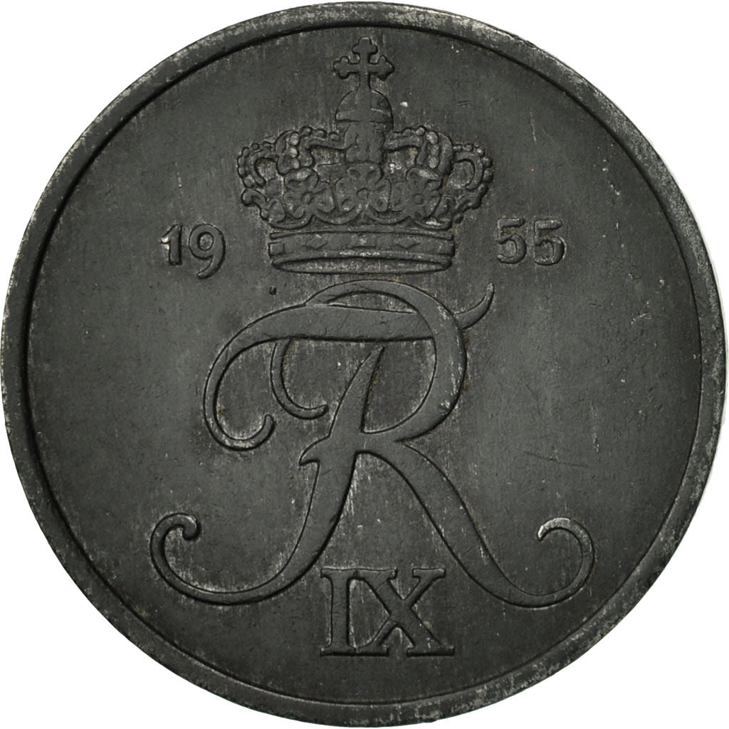 Danemark, Frederik IX, 5 Öre, 1955, Copenhagen, TTB, Zinc, KM:843.1