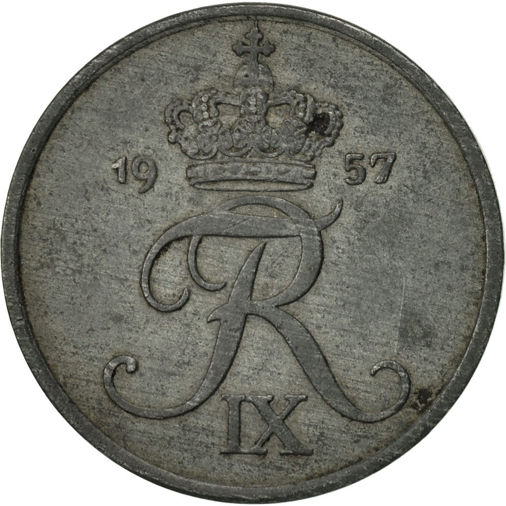 Coin, Denmark, Frederik IX, 5 Öre, 1957, Copenhagen, EF(40-45), Zinc, KM:843.2