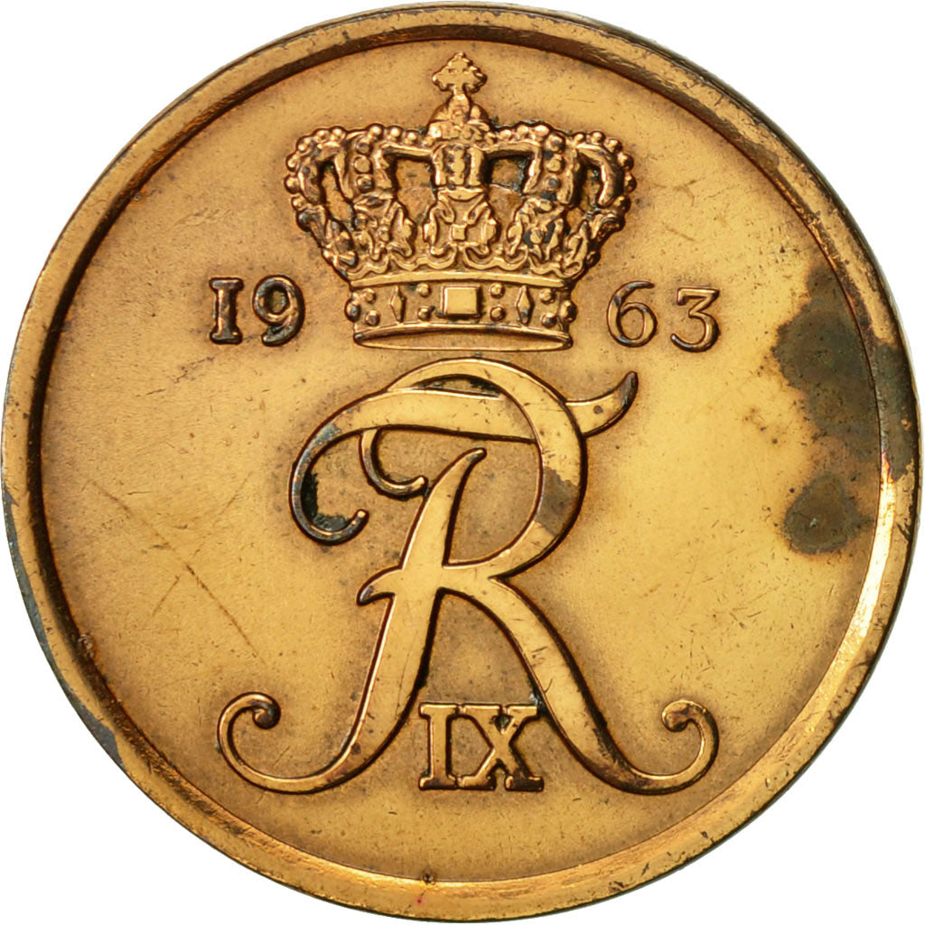 Coin, Denmark, Frederik IX, 5 Öre, 1963, Copenhagen, EF(40-45), Bronze