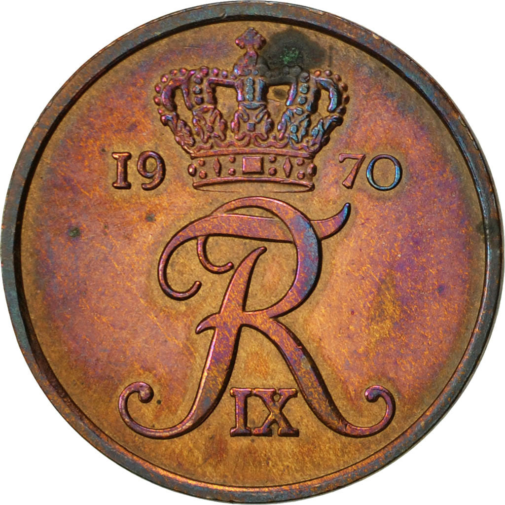 Coin, Denmark, Frederik IX, 5 Öre, 1970, Copenhagen, EF(40-45), Bronze