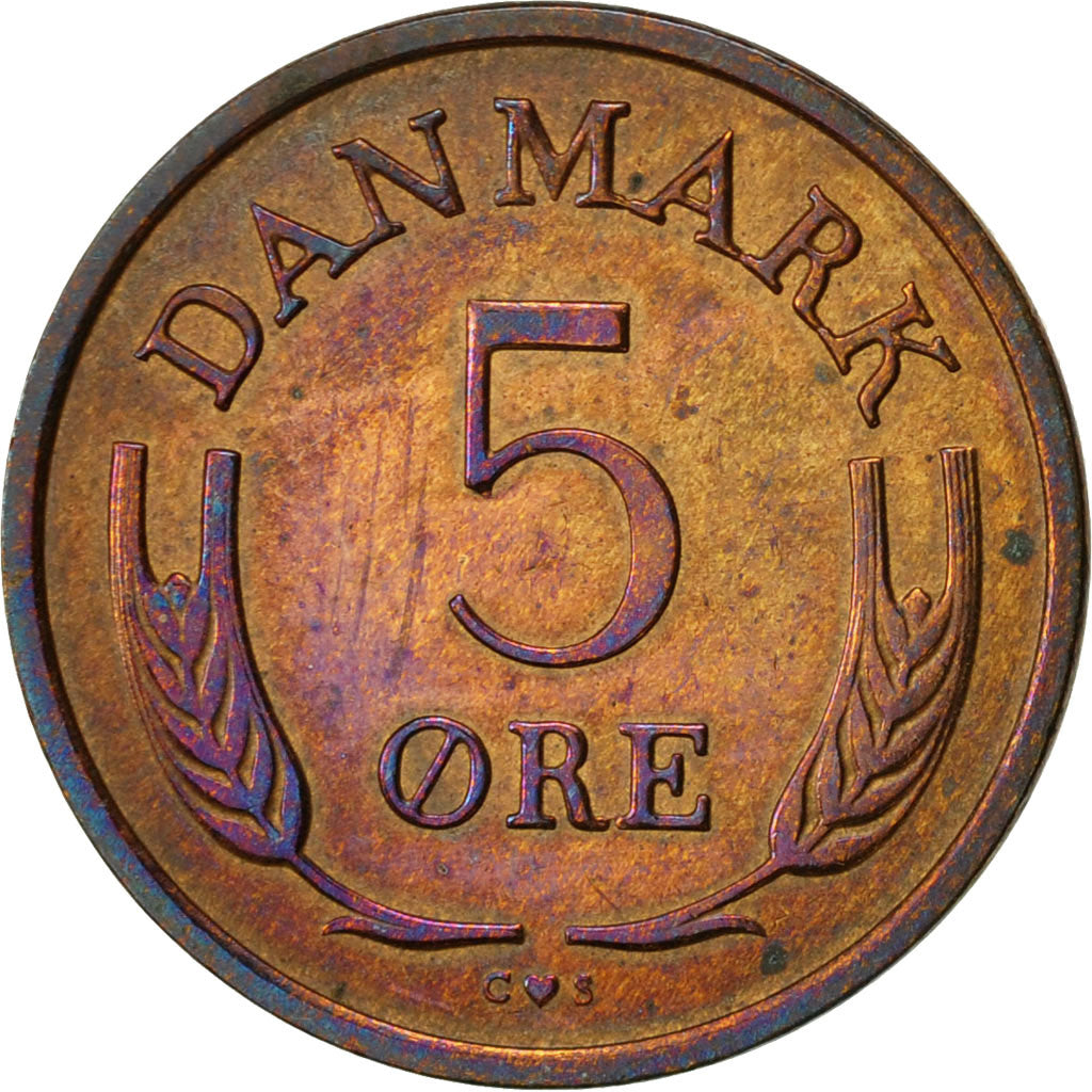Coin, Denmark, Frederik IX, 5 Öre, 1970, Copenhagen, EF(40-45), Bronze