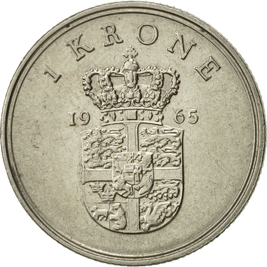 Coin, Denmark, Frederik IX, Krone, 1965, Copenhagen, EF(40-45), Copper-nickel