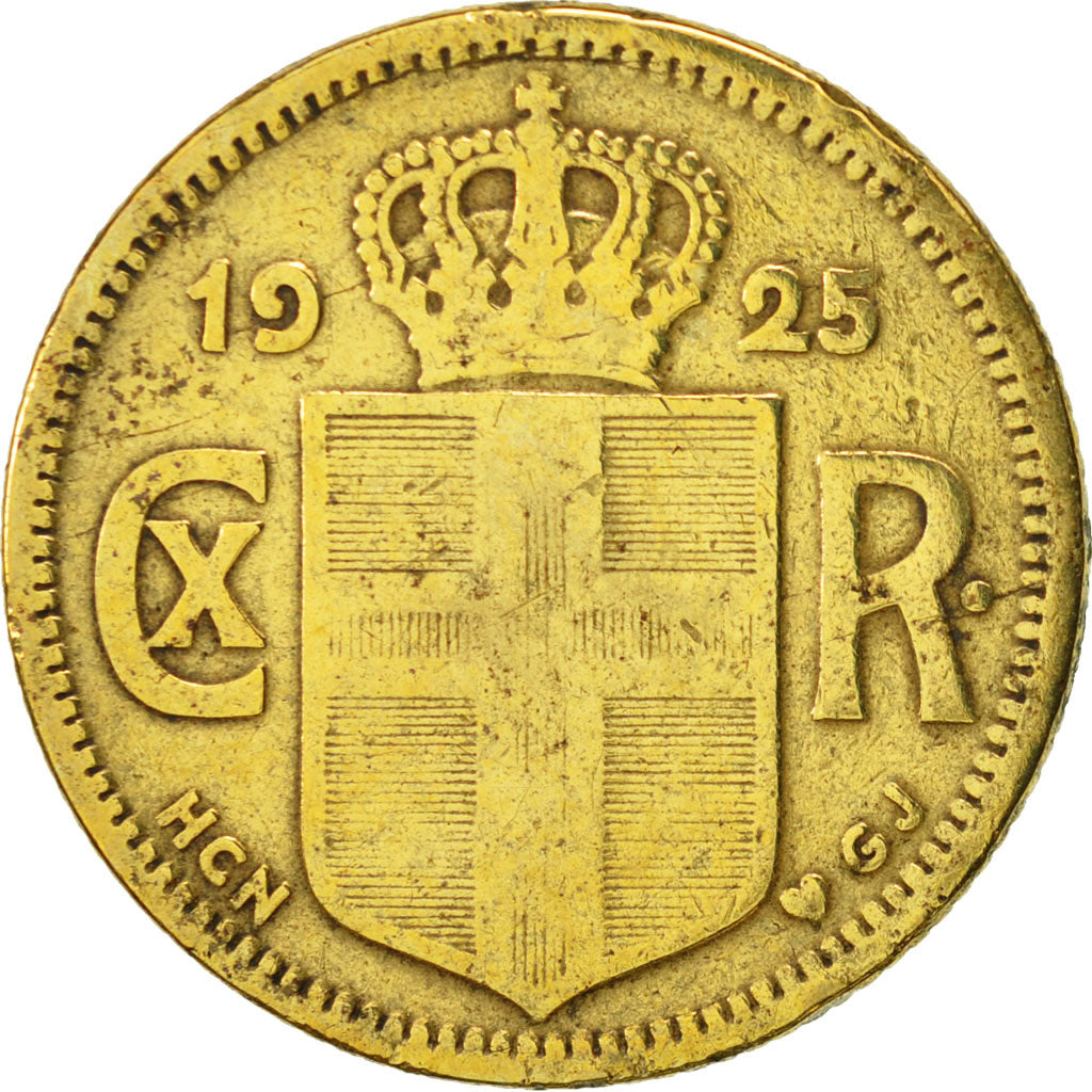 Iceland, Christian X, Krona, 1925, Copenhagen, EF(40-45), Aluminum-Bronze
