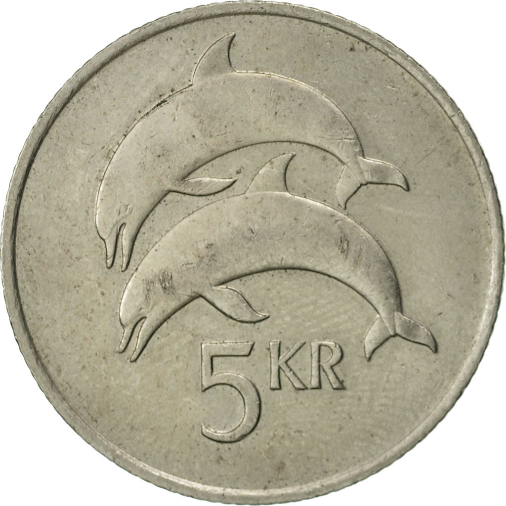 Coin, Iceland, 5 Kronur, 1987, EF(40-45), Copper-nickel, KM:28