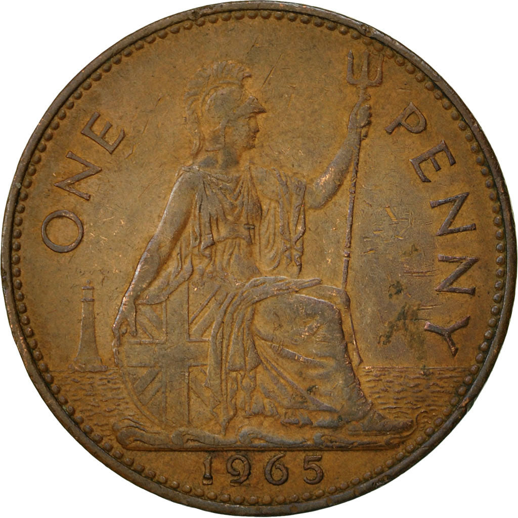 Coin, Great Britain, Elizabeth II, Penny, 1965, EF(40-45), Bronze, KM:897