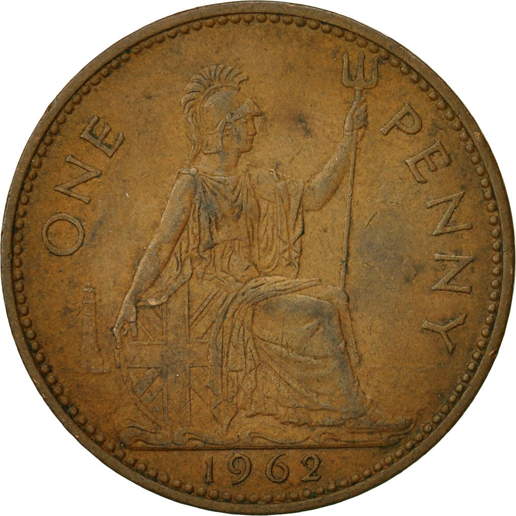 Moneda, Gran Bretaña, Elizabeth II, Penny, 1962, MBC, Bronce, KM:897