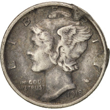 Stati Uniti, Mercury Dime, Dime, 1918, U.S. Mint, San Francisco, MB+, Argento...