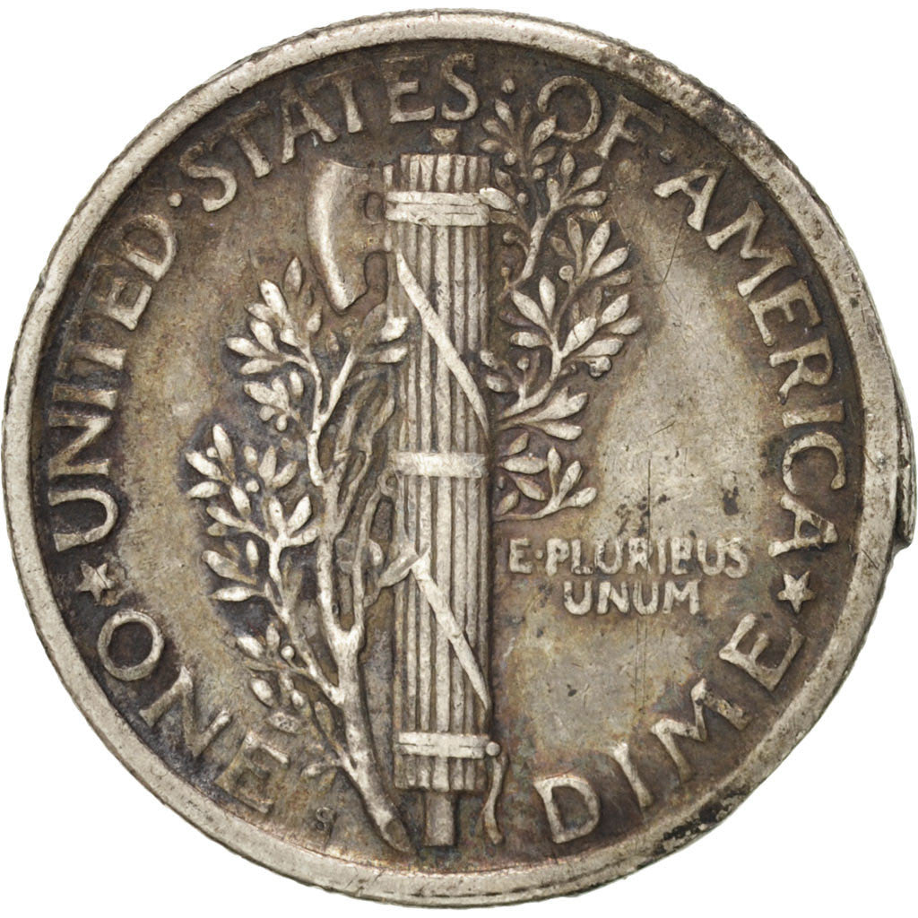 Stati Uniti, Mercury Dime, Dime, 1918, U.S. Mint, San Francisco, MB+, Argento...