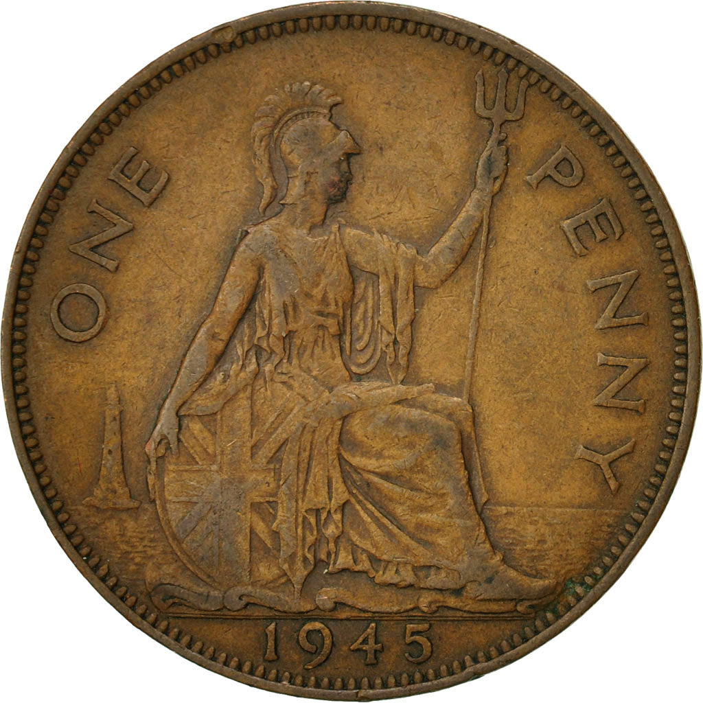Coin, Great Britain, George VI, Penny, 1945, EF(40-45), Bronze, KM:845