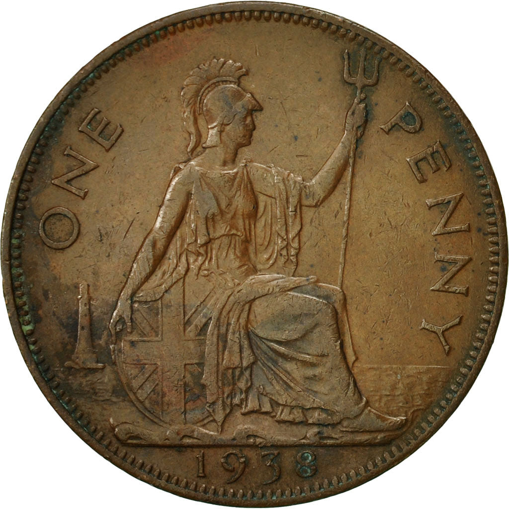 Coin, Great Britain, George VI, Penny, 1938, EF(40-45), Bronze, KM:845