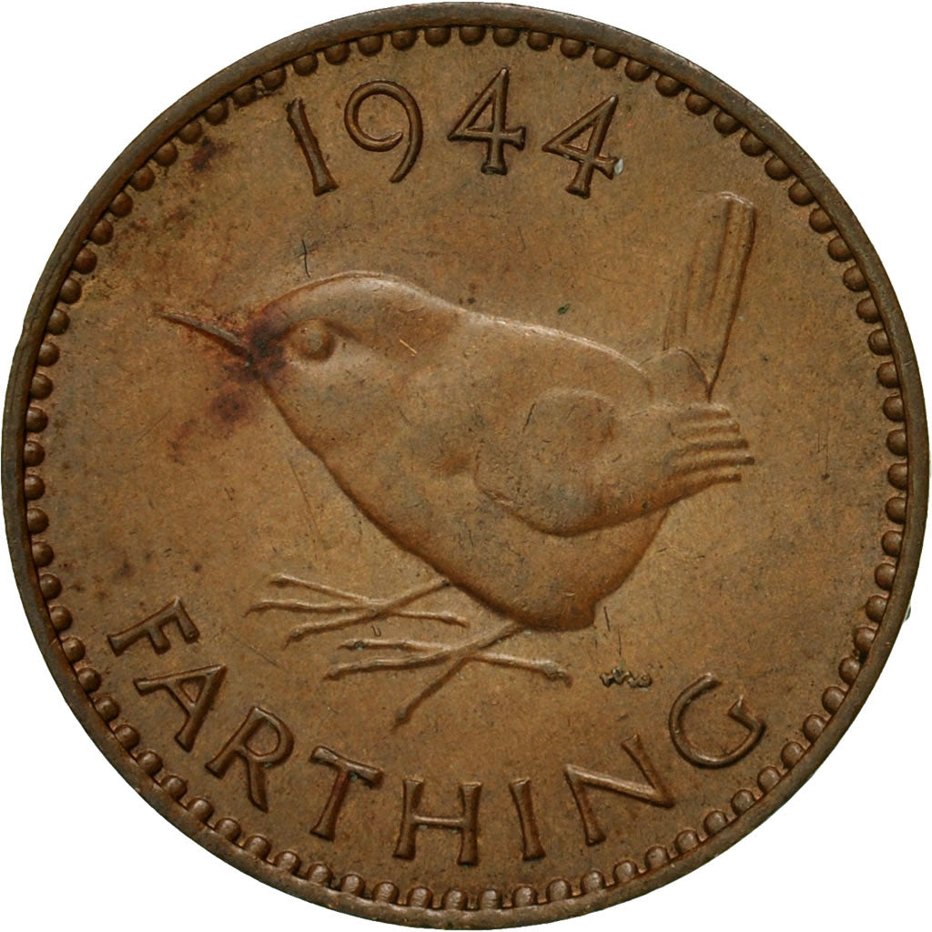 Coin, Great Britain, George VI, Farthing, 1944, AU(55-58), Bronze, KM:843