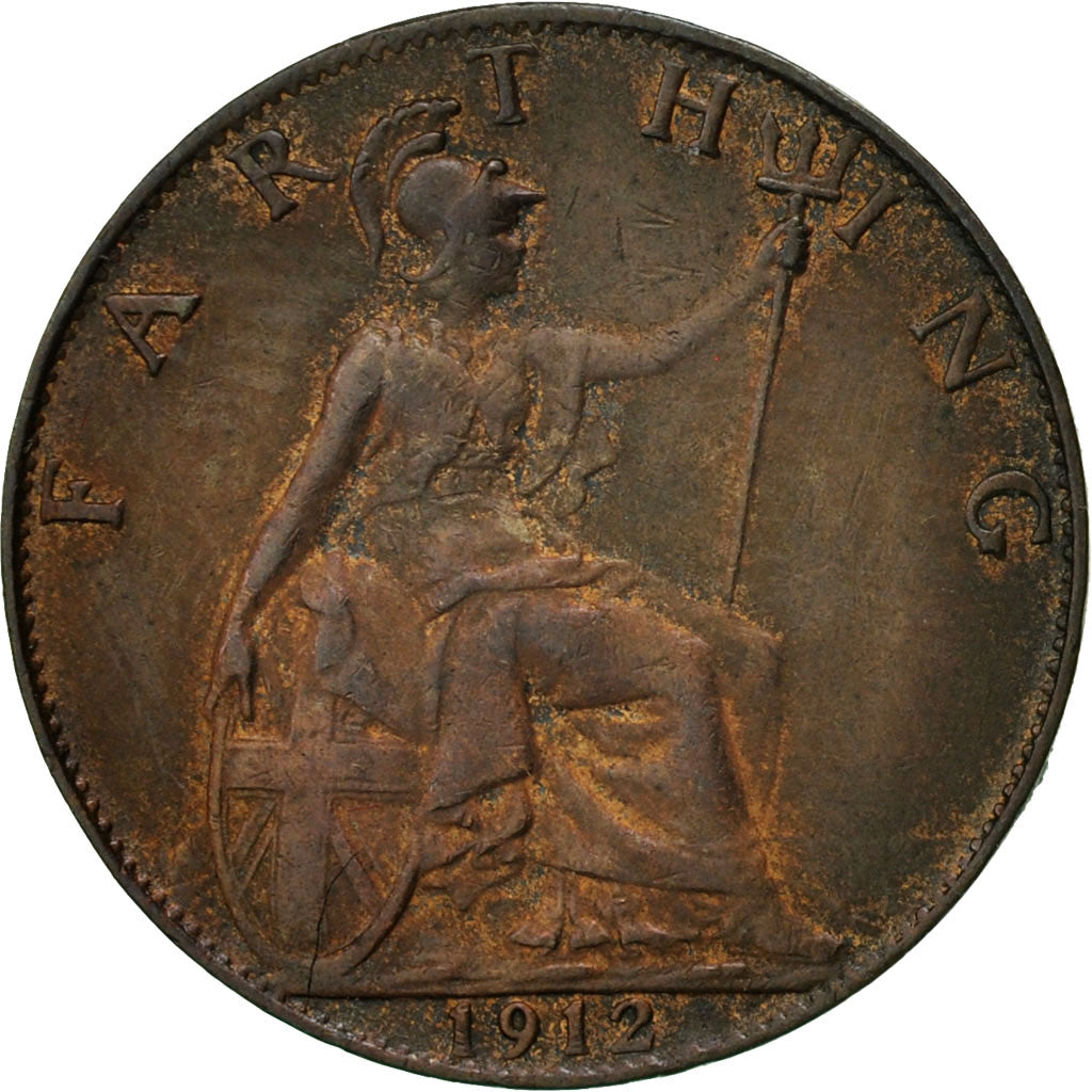 Coin, Great Britain, George V, Farthing, 1912, AU(55-58), Bronze, KM:808.1