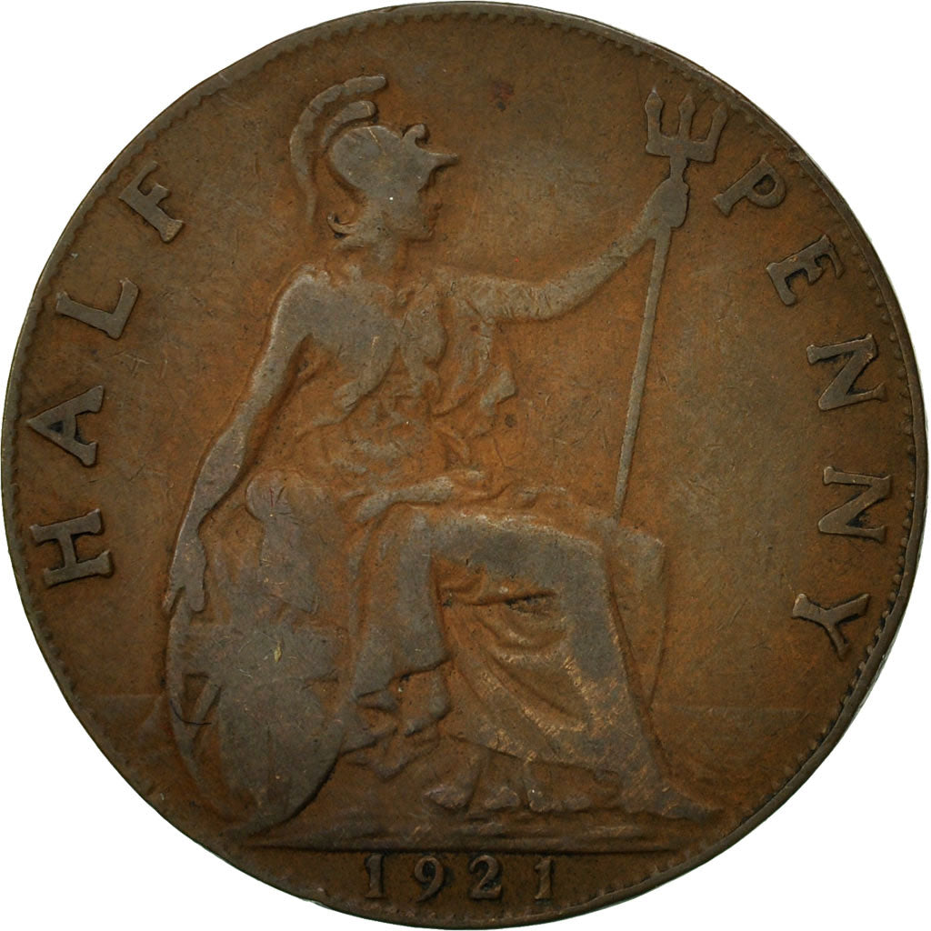 Monnaie, Grande-Bretagne, George V, 1/2 Penny, 1921, TB, Bronze, KM:809
