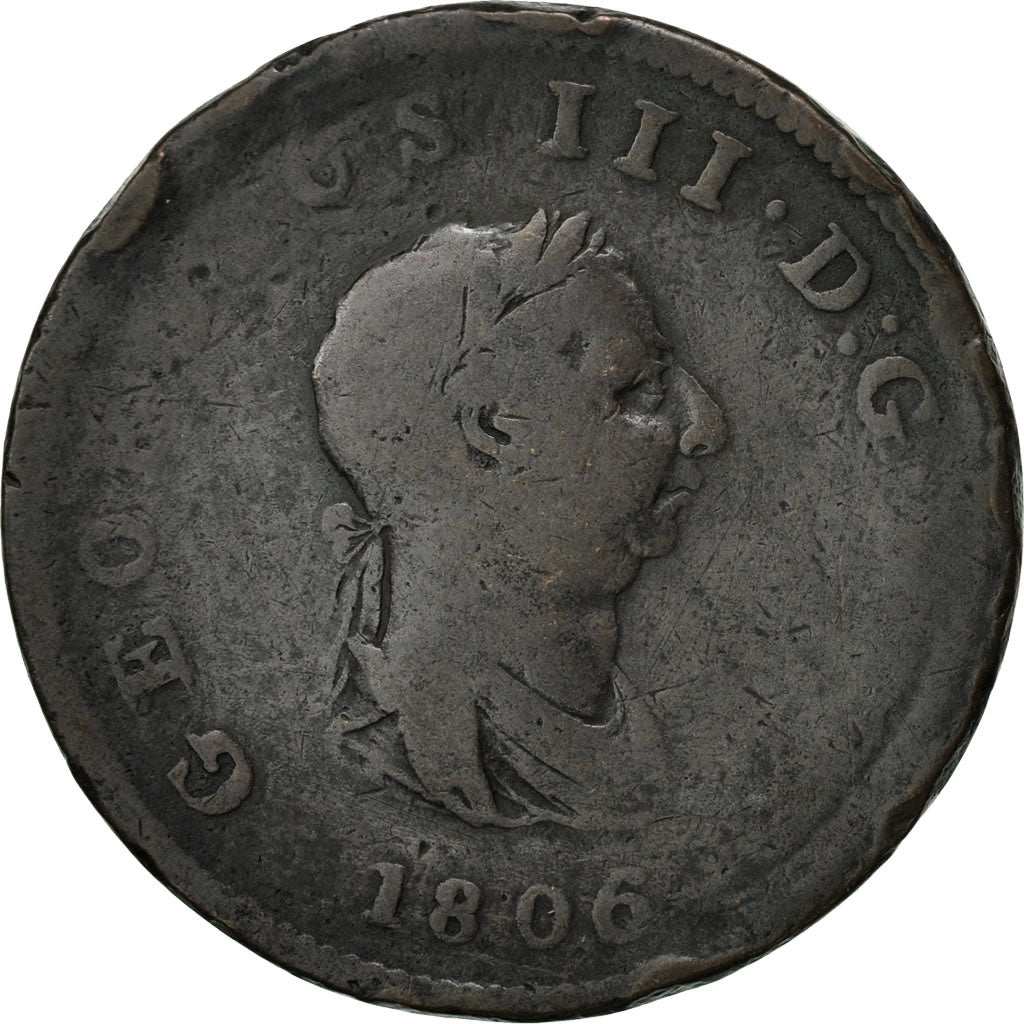 Great Britain, George III, 1/2 Penny, 1806, VF(20-25), Copper, KM:662