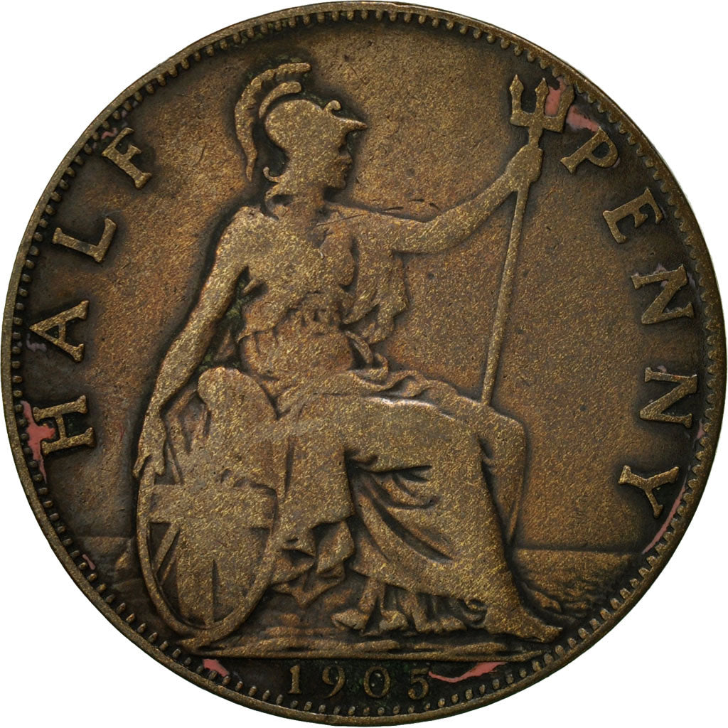 Great Britain, Edward VII, 1/2 Penny, 1905, VF(30-35), Bronze, KM:793.2