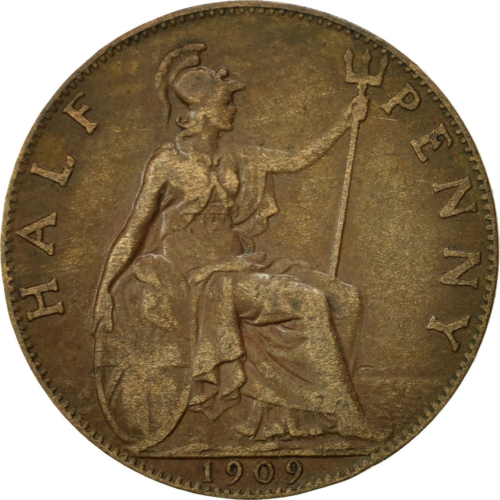 Great Britain, Edward VII, 1/2 Penny, 1909, EF(40-45), Bronze, KM:793.2