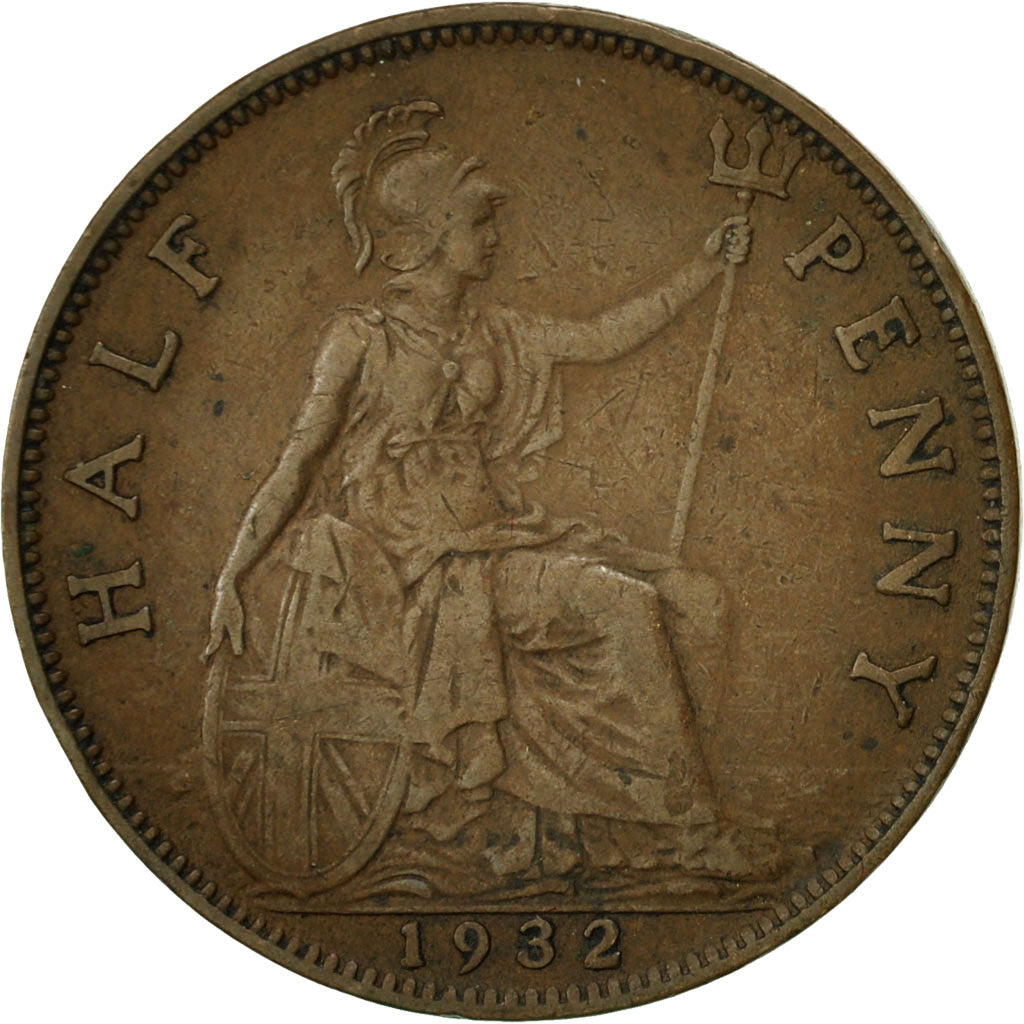 Coin, Great Britain, George V, 1/2 Penny, 1932, EF(40-45), Bronze, KM:837