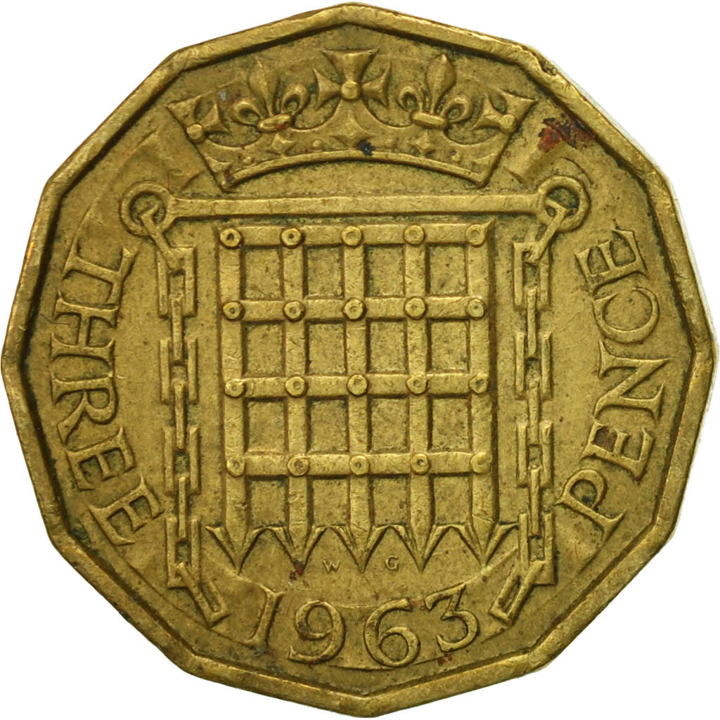 Coin, Great Britain, Elizabeth II, 3 Pence, 1963, EF(40-45), Nickel-brass