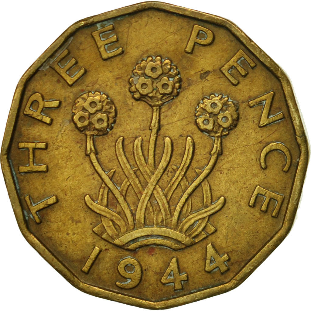 Coin, Great Britain, George VI, 3 Pence, 1944, EF(40-45), Nickel-brass, KM:849