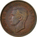 Moneta, Gran Bretagna, George VI, Farthing, 1943, BB, Bronzo, KM:843