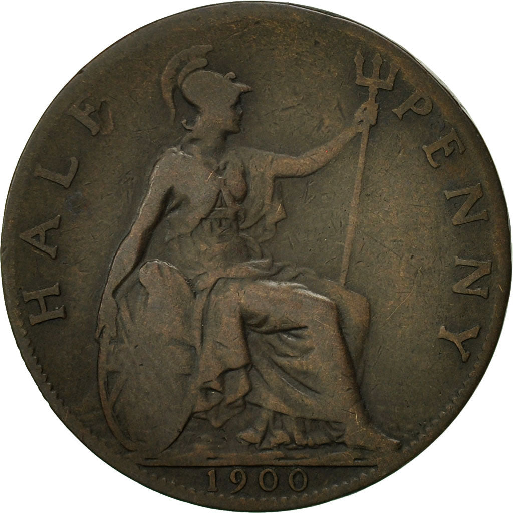Great Britain, Victoria, 1/2 Penny, 1900, EF(40-45), Bronze, KM:789