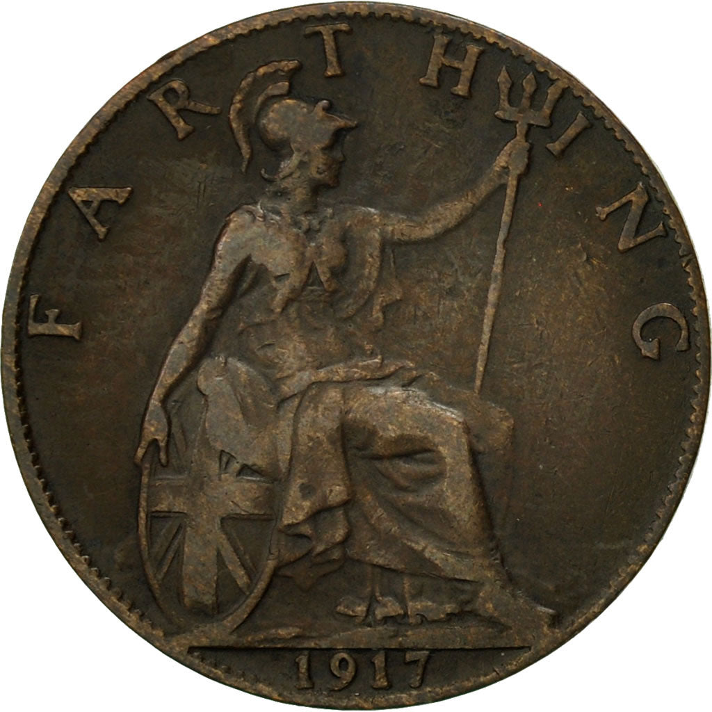 Coin, Great Britain, George V, Farthing, 1917, EF(40-45), Bronze, KM:808.1