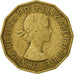 Moneda, Gran Bretaña, Elizabeth II, 3 Pence, 1954, MBC, Níquel - latón