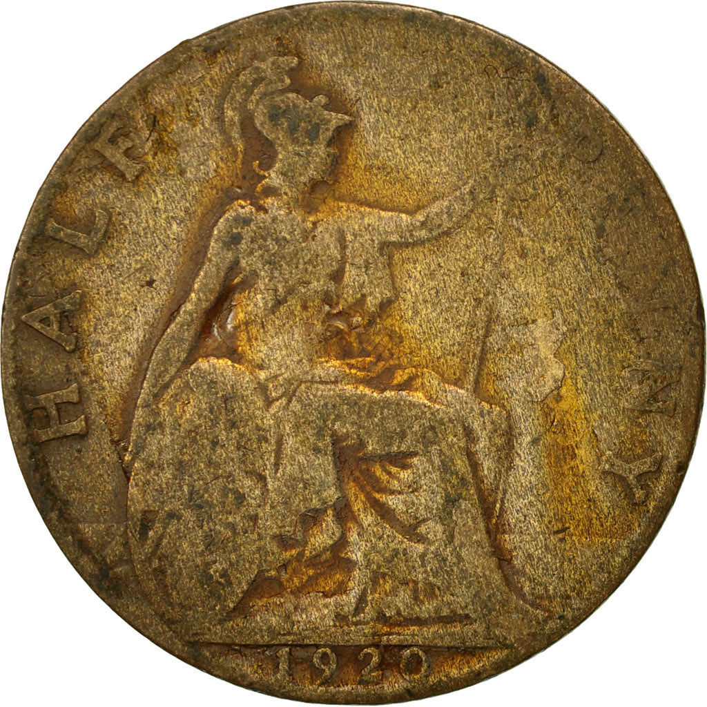 Coin, Great Britain, George V, 1/2 Penny, 1920, VF(20-25), Bronze, KM:809