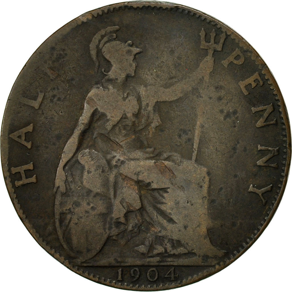Coin, Great Britain, Edward VII, 1/2 Penny, 1904, VF(30-35), Bronze, KM:793.2