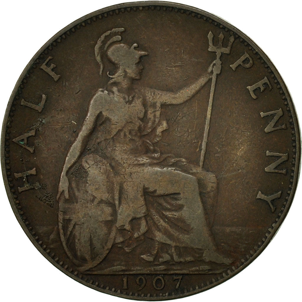 Moneta, Gran Bretagna, Edward VII, 1/2 Penny, 1907, MB+, Bronzo, KM:793.2