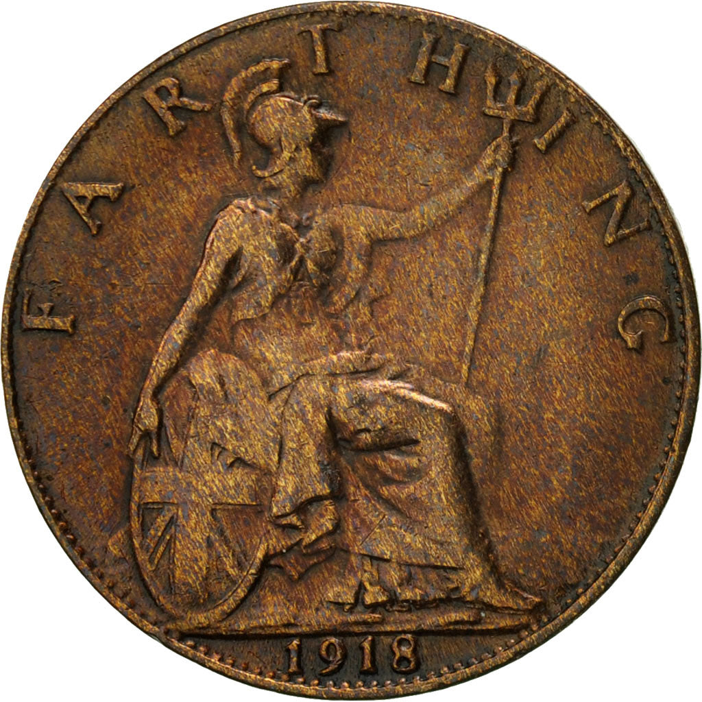 Coin, Great Britain, George V, Farthing, 1918, VF(30-35), Bronze, KM:808.1