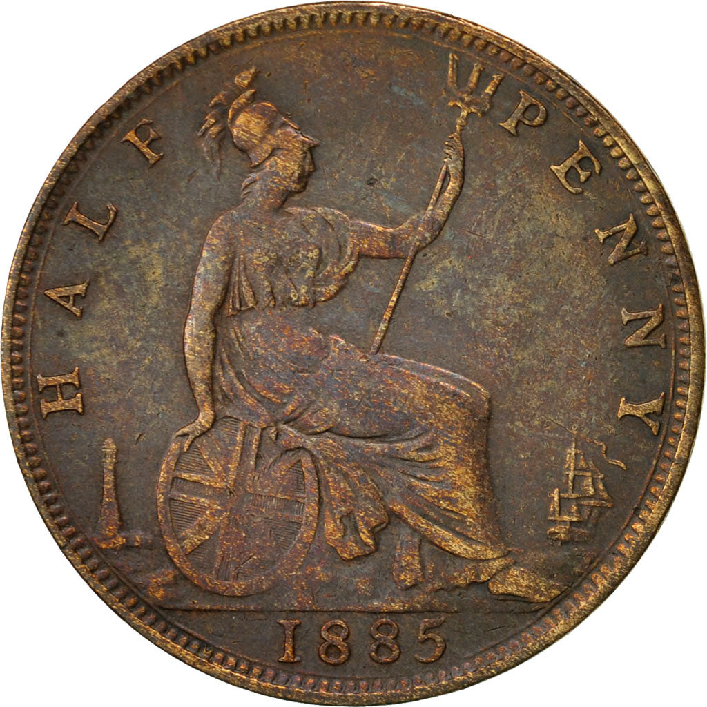 Great Britain, Victoria, 1/2 Penny, 1885, EF(40-45), Bronze, KM:754