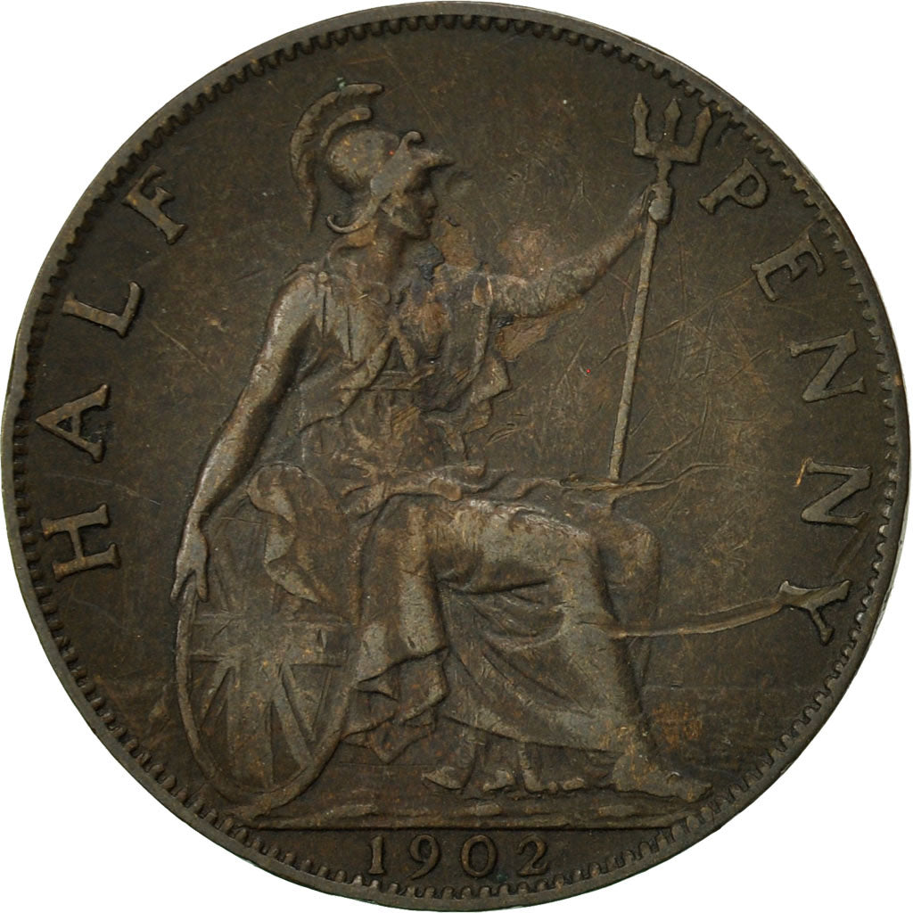 Great Britain, Edward VII, 1/2 Penny, 1902, EF(40-45), Bronze, KM:793.1
