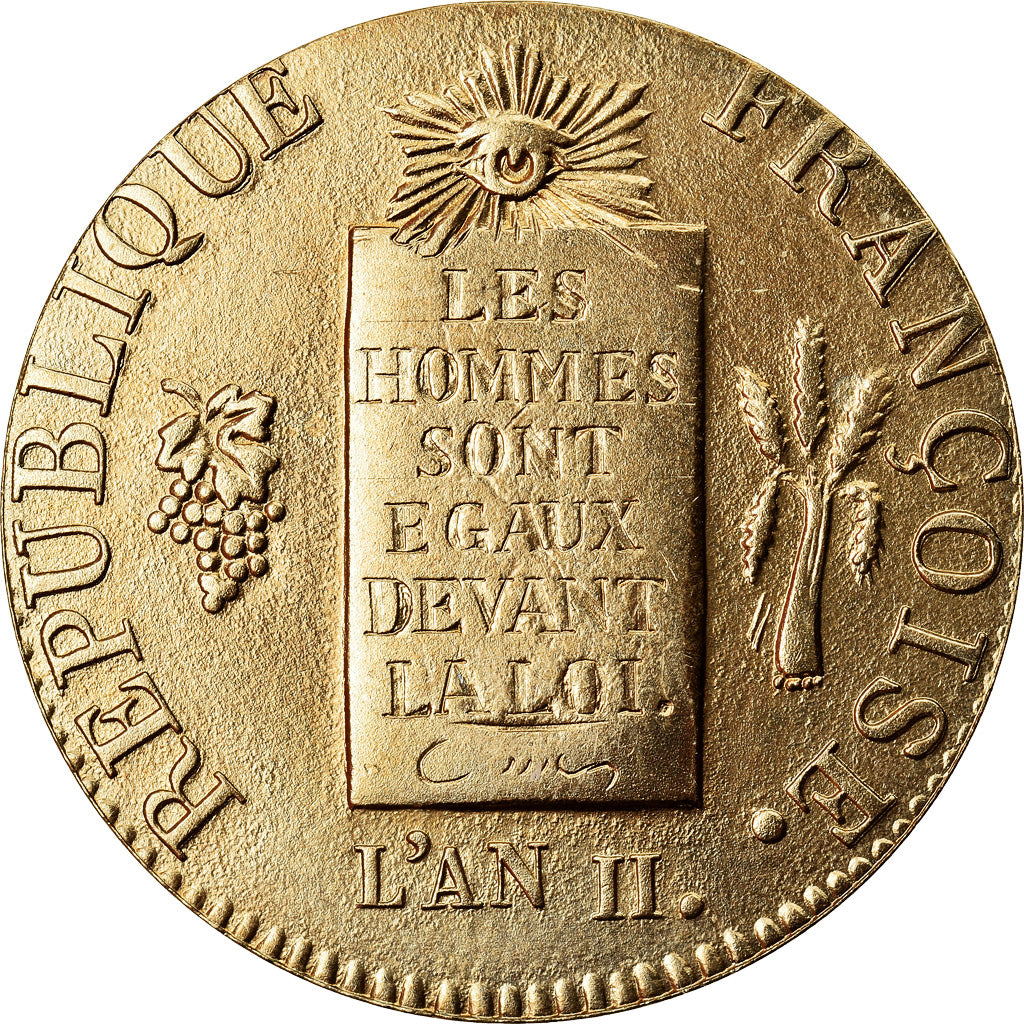 France, Medal, Reproduction Deux Sols aux Balances, Révolution 1793, MS(65-70)