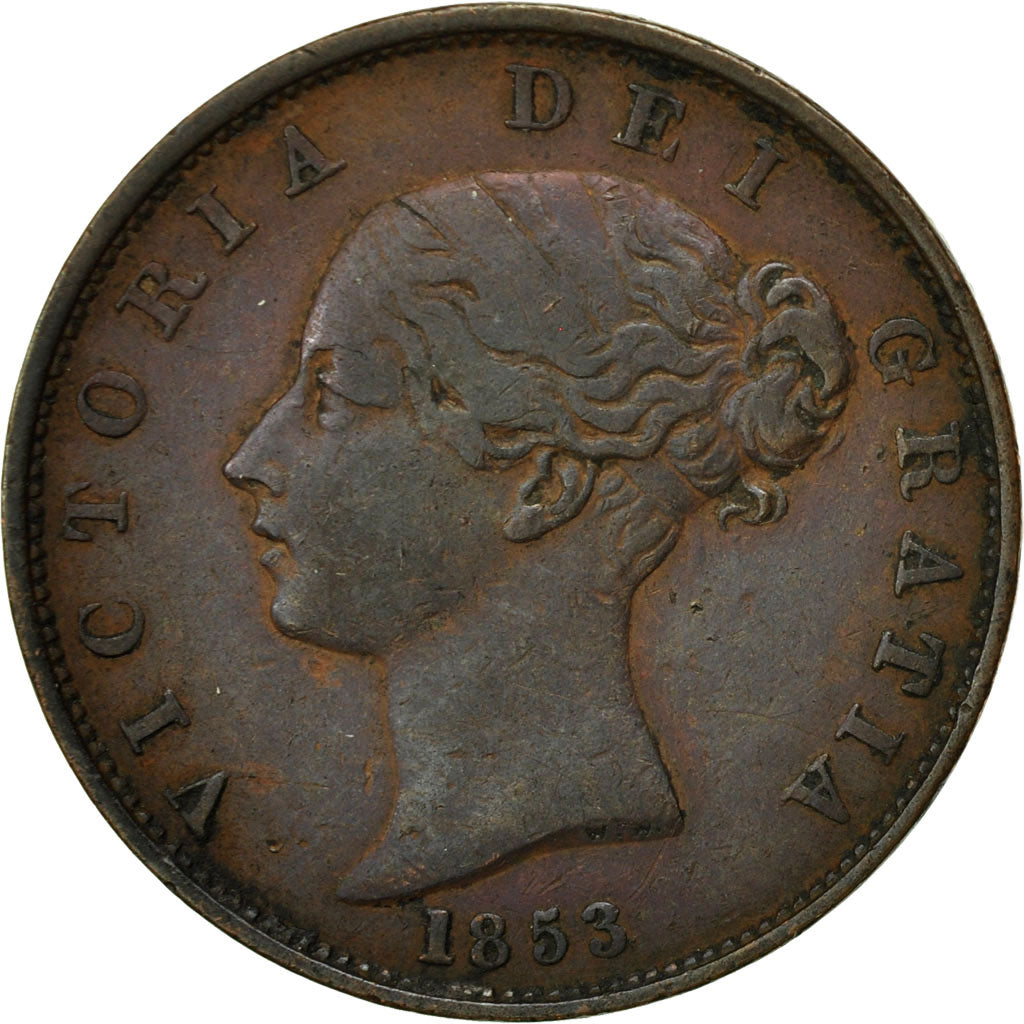 Great Britain, Victoria, 1/2 Penny, 1853, EF(40-45), Copper, KM:726