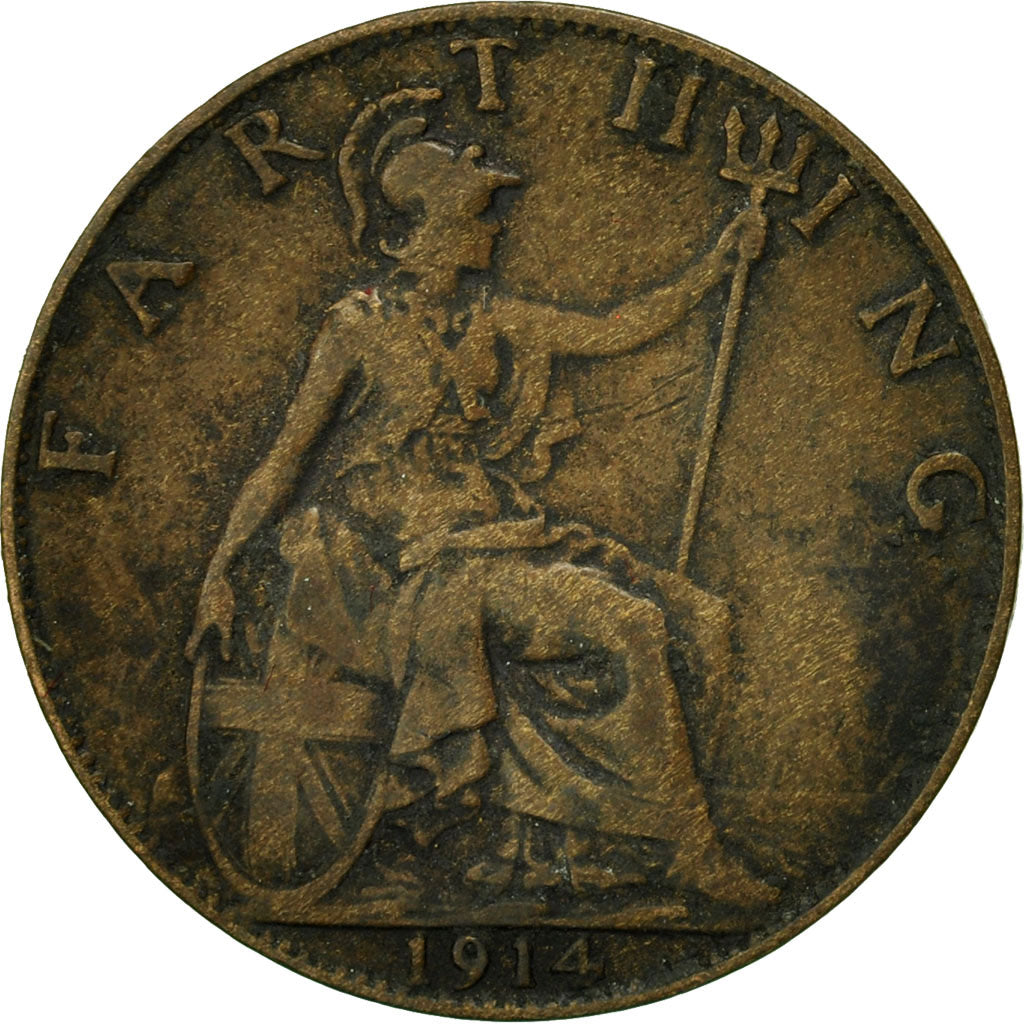 Coin, Great Britain, George V, Farthing, 1914, EF(40-45), Bronze, KM:808.1