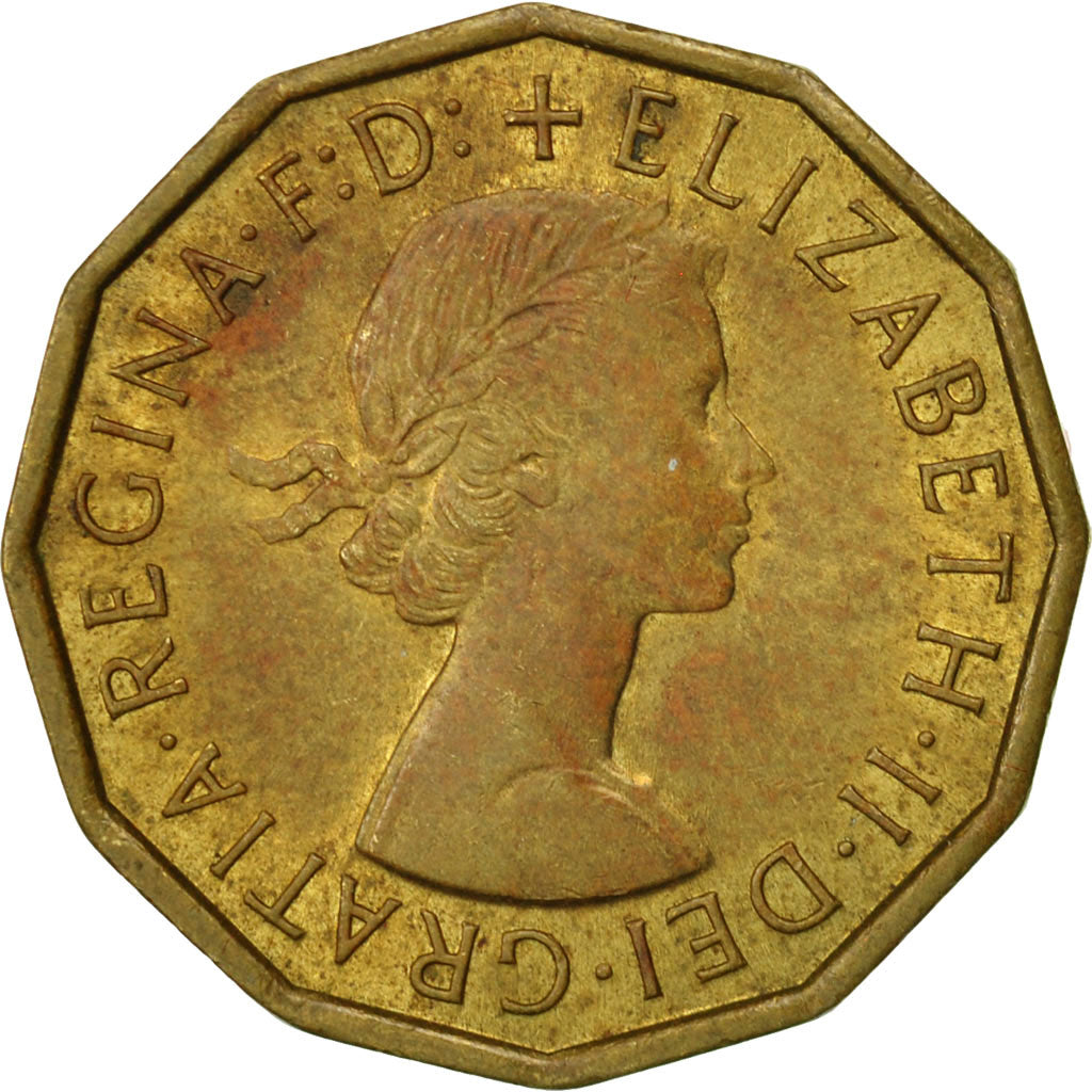 Coin, Great Britain, Elizabeth II, 3 Pence, 1967, AU(50-53), Nickel-brass