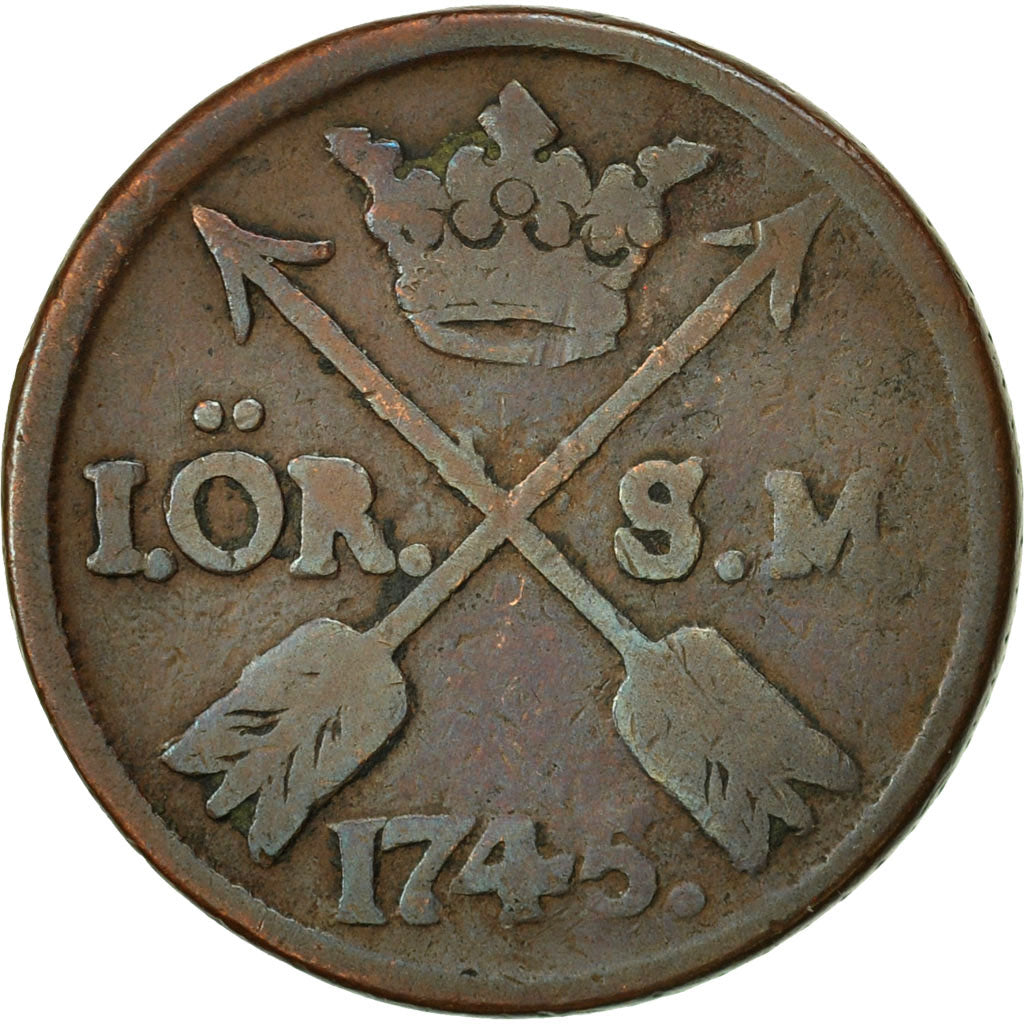Sweden, Frederick I, Ore, S.M., 1745, VG(8-10), Copper, KM:416.1