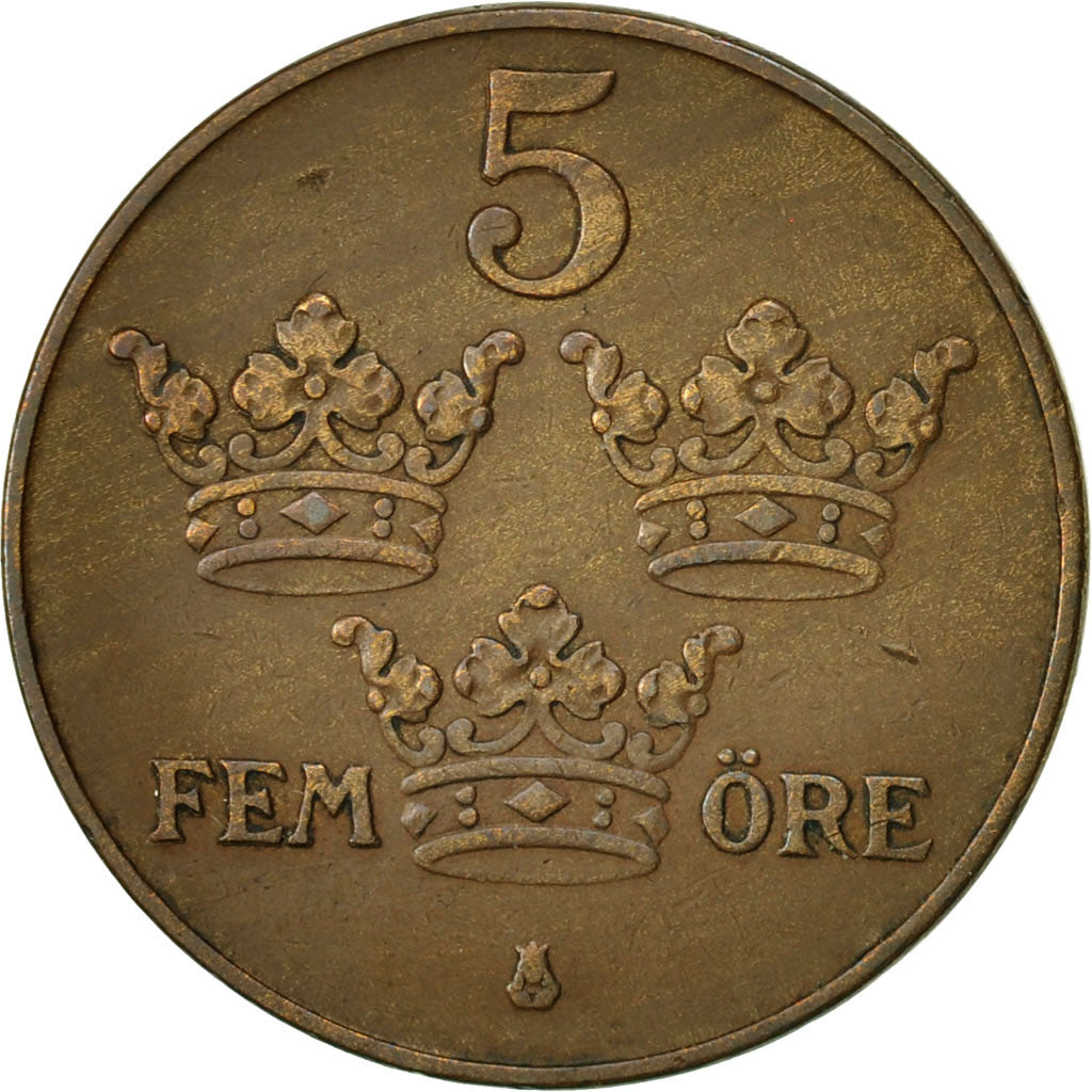 Münze, Schweden, Gustaf V, 5 Öre, 1934, SS, Bronze, KM:779.2