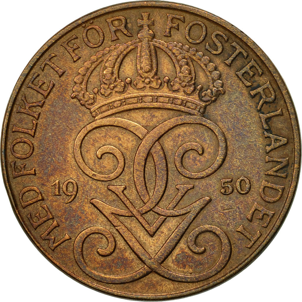 Münze, Schweden, Gustaf V, 5 Öre, 1950, SS+, Bronze, KM:779.2