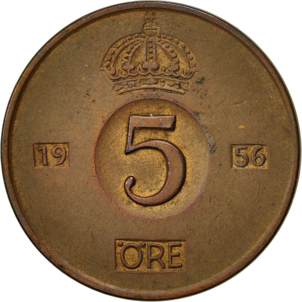 Monnaie, Suède, Gustaf VI, 5 Öre, 1956, TTB+, Bronze, KM:822