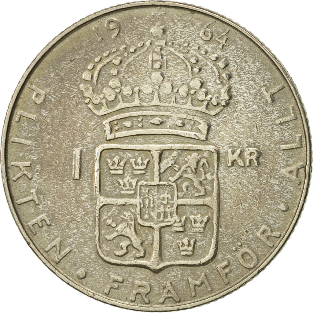 Coin, Sweden, Gustaf VI, Krona, 1964, AU(50-53), Silver, KM:826