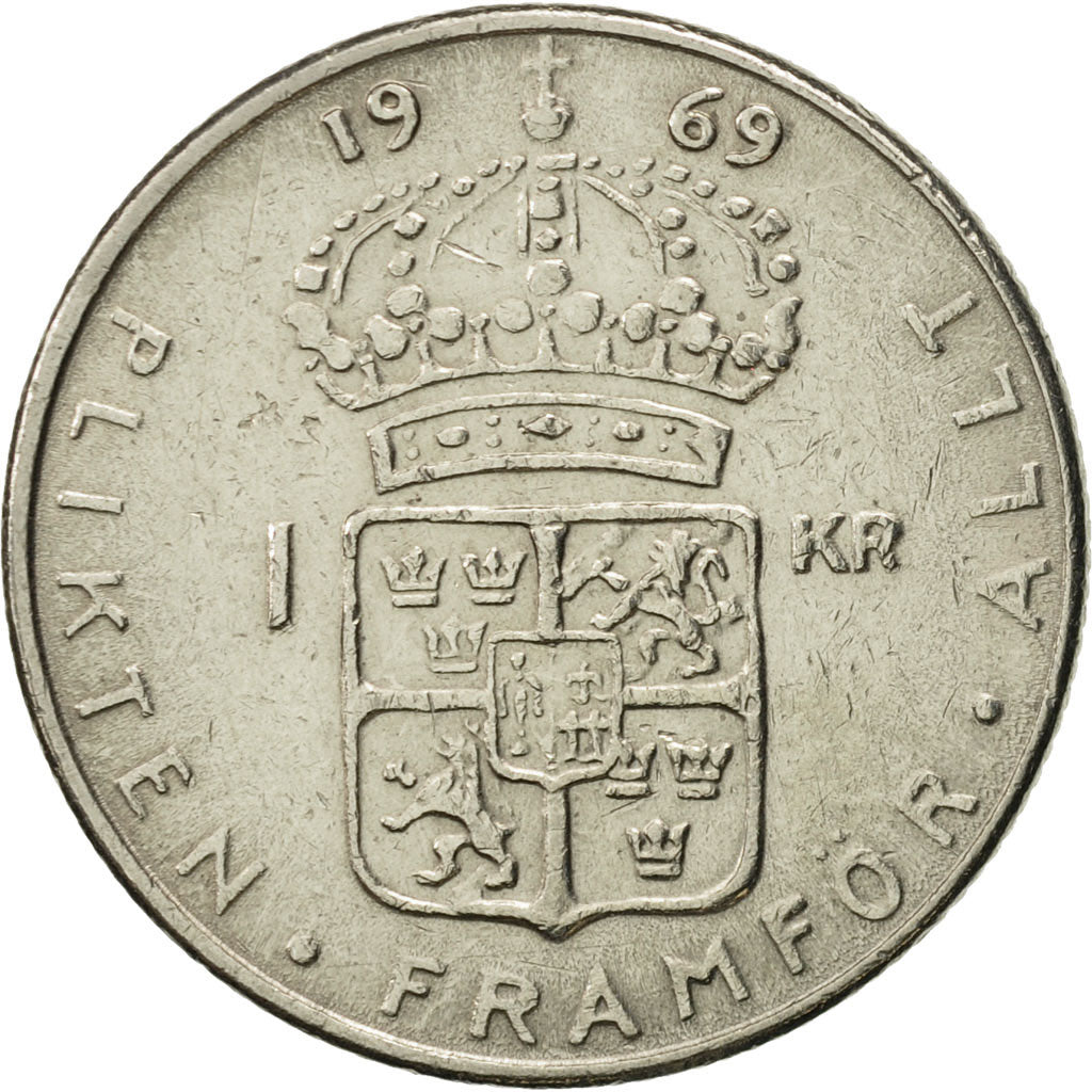 Monnaie, Suède, Gustaf VI, Krona, 1969, TTB+, Copper-Nickel Clad Copper