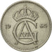 Moneta, Svezia, Gustaf VI, 25 Öre, 1965, BB+, Rame-nichel, KM:836