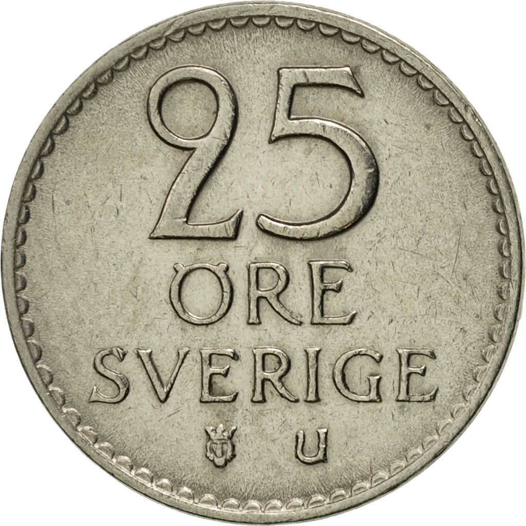 Moneta, Svezia, Gustaf VI, 25 Öre, 1965, BB+, Rame-nichel, KM:836